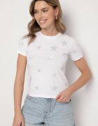 glo-story Tricou alb din bumbac cu aplicații cu stele din zirconiu Tenivella