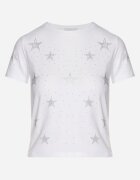 glo-story Tricou alb din bumbac cu aplicații cu stele din zirconiu Tenivella