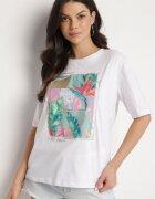 glo-story Tricou Alb Din Bumbac Cu Imprimeu Decorativ Delmari