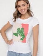 glo-story Tricou Alb din Bumbac cu Imprimeu Decorativ Setonisea