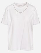 glo-story Tricou Alb din bumbac cu lănțișor detașabil care imită colier Mohna