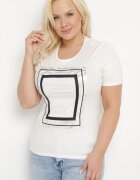 glo-story Tricou Alb Din Bumbac cu Mânecă Scurtă Decorat cu Imprimeu și cu Zirconii Codara