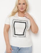 glo-story Tricou Alb Din Bumbac cu Mânecă Scurtă Decorat cu Imprimeu și cu Zirconii Codara