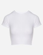 glo-story Tricou Alb din material striat cu croială scurtă Telunna