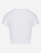 glo-story Tricou Alb din material striat cu croială scurtă Telunna
