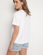 glo-story Tricou Alb Oversize din Bumbac Decorat cu Fundă cu Paiete Tenesela