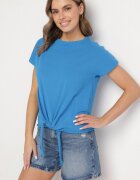glo-story Tricou Albastru deschis din bumbac cu legătură decorativă Sunitra