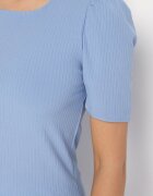 glo-story Tricou Albastru Reiat cu Pliuri la Mâneci Kolanovia