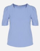 glo-story Tricou Albastru Reiat cu Pliuri la Mâneci Kolanovia