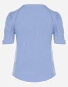 glo-story Tricou Albastru Reiat cu Pliuri la Mâneci Kolanovia