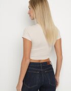 glo-story Tricou Bej din material striat cu croială scurtă Telunna