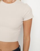 glo-story Tricou Bej din material striat cu croială scurtă Telunna
