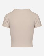 glo-story Tricou Bej din material striat cu croială scurtă Telunna