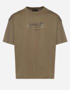 glo-story Tricou Bej închis din bumbac cu imprimeu decorativ Jeneira