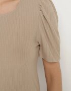 glo-story Tricou Bej închis Rebrat cu pliuri la mâneci Kolanovia