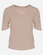 glo-story Tricou Bej închis Rebrat cu pliuri la mâneci Kolanovia