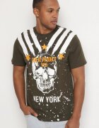glo-story Tricou de Bumbac Bej închis cu Imprimeu Craniu Kolarisa