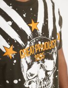 glo-story Tricou de Bumbac Bej închis cu Imprimeu Craniu Kolarisa