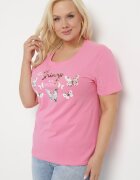 glo-story Tricou de bumbac Roz cu mânecă scurtă cu imprimeu și Zirconii Qumara