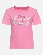 glo-story Tricou de bumbac Roz cu mânecă scurtă cu imprimeu și Zirconii Qumara