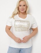 glo-story Tricou din bumbac alb cu text decorativ Floerin