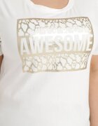 glo-story Tricou din bumbac alb cu text decorativ Floerin