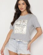 glo-story Tricou Gri deschis De bumbac Decorat Cu imprimeu Nelltaria