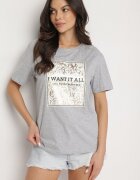 glo-story Tricou Gri deschis De bumbac Decorat Cu imprimeu Nelltaria