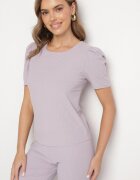 glo-story Tricou Mov deschis Reiat cu Pliuri la Mâneci Kolanovia