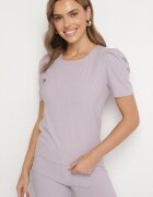 glo-story Tricou Mov deschis Reiat cu Pliuri la Mâneci Kolanovia