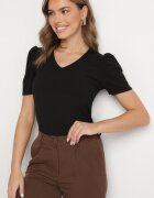 glo-story Tricou Negru cu decolteu în V Sunesse