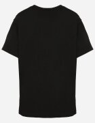 glo-story Tricou negru de bumbac cu imprimeu decorativ Delmari