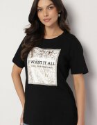 glo-story Tricou Negru de bumbac Decorat cu imprimeu Nelltaria