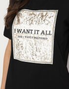 glo-story Tricou Negru de bumbac Decorat cu imprimeu Nelltaria