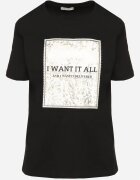 glo-story Tricou Negru de bumbac Decorat cu imprimeu Nelltaria