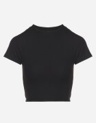 glo-story Tricou negru din material reiat cu croială scurtă Telunna