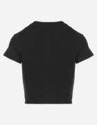 glo-story Tricou negru din material reiat cu croială scurtă Telunna
