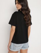 glo-story Tricou Negru Oversize din Bumbac Decorat cu Fundă cu Paiete Tenesela