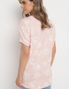 glo-story Tricou Roz de bumbac cu mâneci tip liliac cu strasuri și imprimeu Sevres