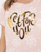 glo-story Tricou Roz de bumbac cu mâneci tip liliac cu strasuri și imprimeu Sevres