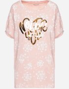 glo-story Tricou Roz de bumbac cu mâneci tip liliac cu strasuri și imprimeu Sevres
