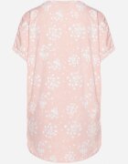 glo-story Tricou Roz de bumbac cu mâneci tip liliac cu strasuri și imprimeu Sevres