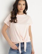 glo-story Tricou roz deschis din bumbac cu legătură decorativă Sunitra