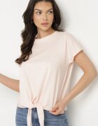 glo-story Tricou roz deschis din bumbac cu legătură decorativă Sunitra