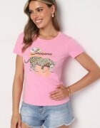 glo-story Tricou Roz din Bumbac cu Imprimeu Panteră Yelfea
