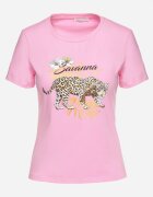 glo-story Tricou Roz din Bumbac cu Imprimeu Panteră Yelfea
