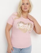 glo-story Tricou Roz din Bumbac cu Mânecă Scurtă Decorat cu Imprimeu și Pietre decorative Ozelia