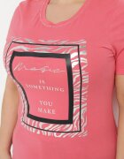 glo-story Tricou Roz din bumbac cu mânecă scurtă decorat cu imprimeu și zirconii Codara