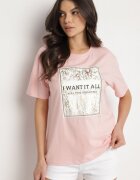 glo-story Tricou Roz din Bumbac Decorat cu Imprimeu Nelltaria