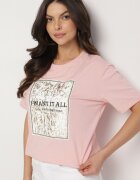 glo-story Tricou Roz din Bumbac Decorat cu Imprimeu Nelltaria